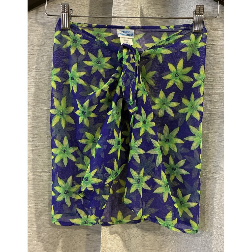 Vintage 90s Pacific‎ Connections Floral Sheer Swim Tie Cover Up Skirt Medium - Picture 2 of 5